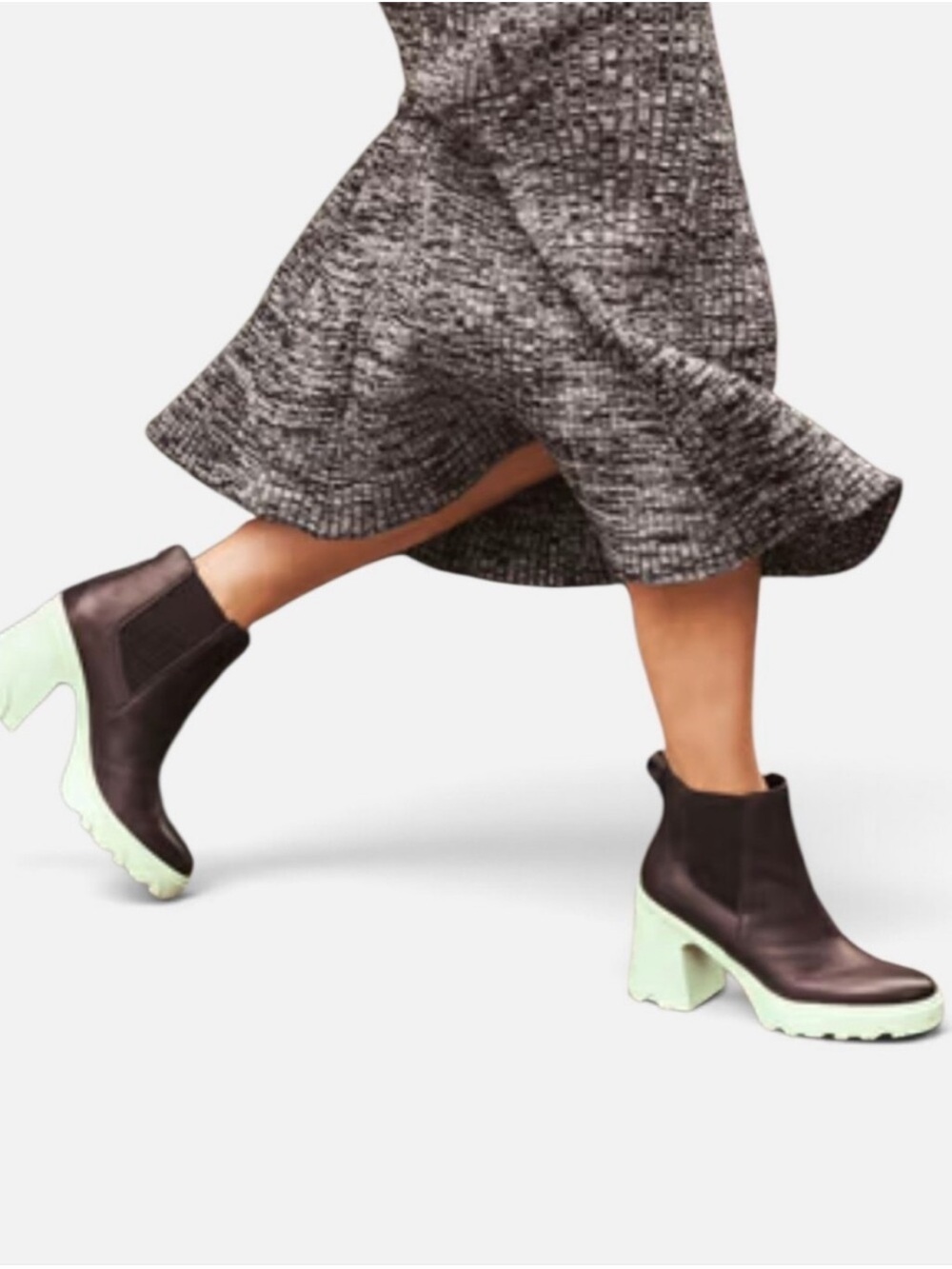Sorel Brex Heel Leather Chelsea Waterproof Boots Cinder Sea Sprite